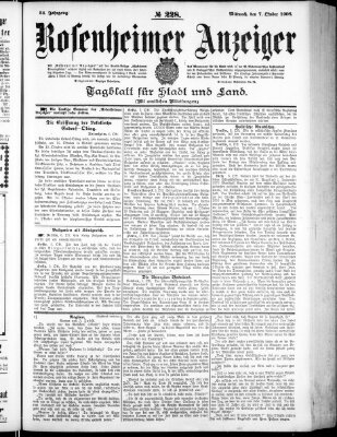 Rosenheimer Anzeiger Mittwoch 7. Oktober 1908