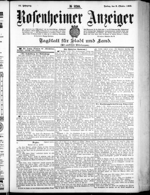 Rosenheimer Anzeiger Freitag 9. Oktober 1908