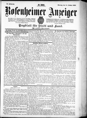 Rosenheimer Anzeiger Sonntag 11. Oktober 1908