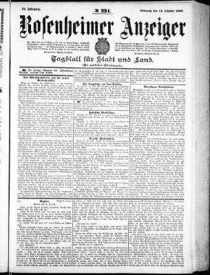 Rosenheimer Anzeiger Mittwoch 14. Oktober 1908