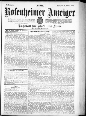 Rosenheimer Anzeiger Freitag 16. Oktober 1908