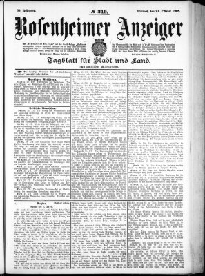 Rosenheimer Anzeiger Mittwoch 21. Oktober 1908