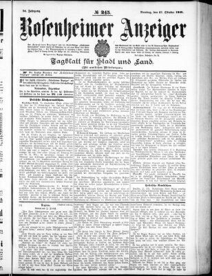 Rosenheimer Anzeiger Dienstag 27. Oktober 1908