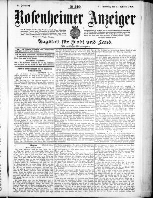 Rosenheimer Anzeiger Samstag 31. Oktober 1908