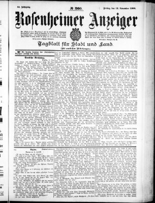 Rosenheimer Anzeiger Freitag 13. November 1908