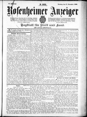 Rosenheimer Anzeiger Dienstag 17. November 1908