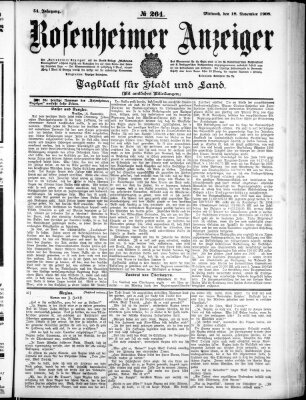 Rosenheimer Anzeiger Mittwoch 18. November 1908