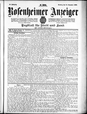 Rosenheimer Anzeiger Dienstag 24. November 1908