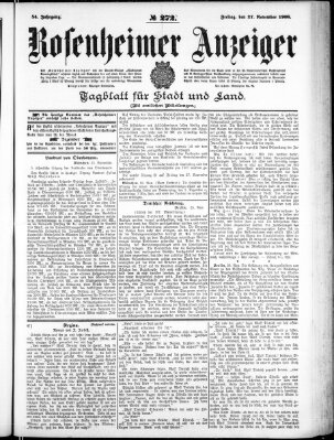 Rosenheimer Anzeiger Freitag 27. November 1908