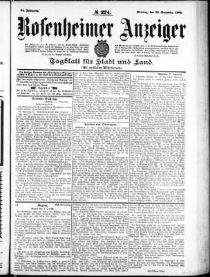 Rosenheimer Anzeiger Sonntag 29. November 1908