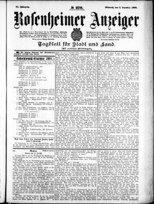 Rosenheimer Anzeiger Mittwoch 2. Dezember 1908