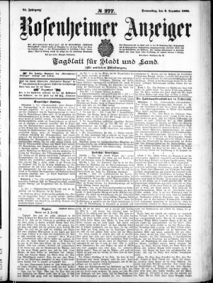 Rosenheimer Anzeiger Donnerstag 3. Dezember 1908