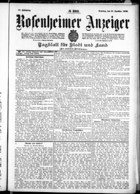 Rosenheimer Anzeiger Dienstag 22. Dezember 1908