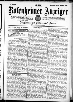 Rosenheimer Anzeiger Donnerstag 24. Dezember 1908