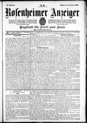 Rosenheimer Anzeiger Samstag 9. Januar 1909