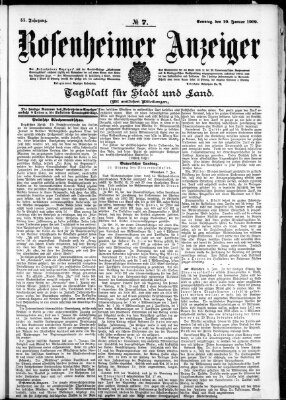 Rosenheimer Anzeiger Sonntag 10. Januar 1909