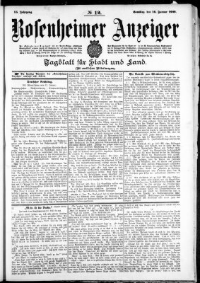 Rosenheimer Anzeiger Samstag 16. Januar 1909