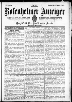 Rosenheimer Anzeiger Sonntag 17. Januar 1909