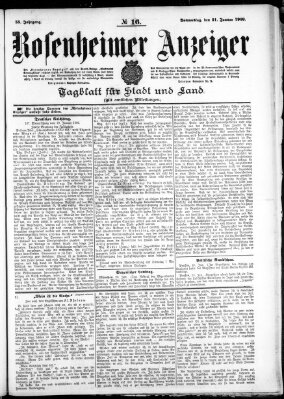 Rosenheimer Anzeiger Donnerstag 21. Januar 1909