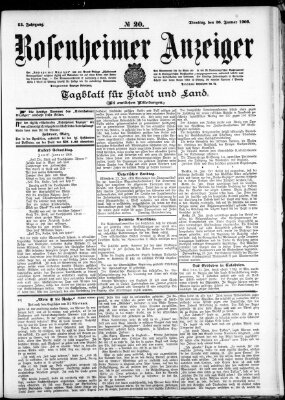 Rosenheimer Anzeiger Dienstag 26. Januar 1909