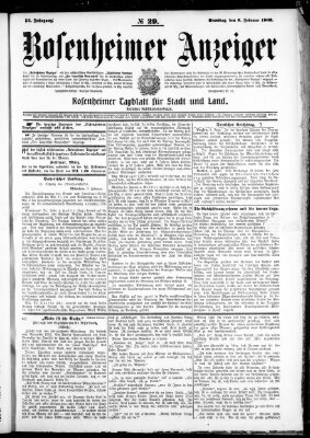 Rosenheimer Anzeiger Samstag 6. Februar 1909