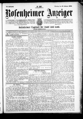 Rosenheimer Anzeiger Dienstag 16. Februar 1909