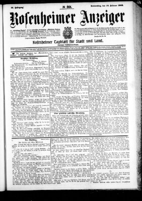 Rosenheimer Anzeiger Donnerstag 18. Februar 1909