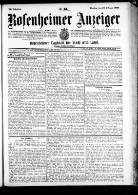 Rosenheimer Anzeiger Dienstag 23. Februar 1909