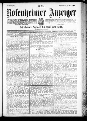 Rosenheimer Anzeiger Sonntag 7. März 1909