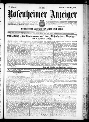 Rosenheimer Anzeiger Mittwoch 24. März 1909