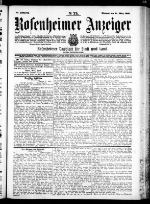 Rosenheimer Anzeiger Mittwoch 31. März 1909