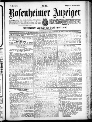 Rosenheimer Anzeiger Freitag 2. April 1909