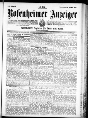 Rosenheimer Anzeiger Donnerstag 8. April 1909