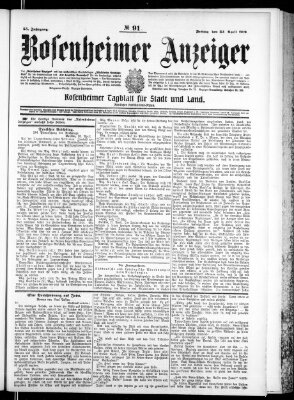 Rosenheimer Anzeiger Freitag 23. April 1909