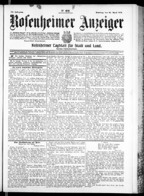 Rosenheimer Anzeiger Samstag 24. April 1909