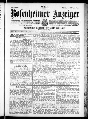 Rosenheimer Anzeiger Dienstag 27. April 1909