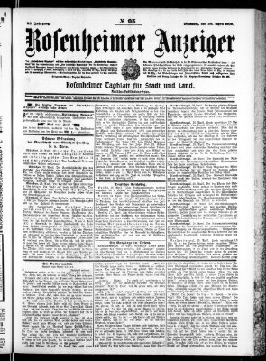 Rosenheimer Anzeiger Mittwoch 28. April 1909