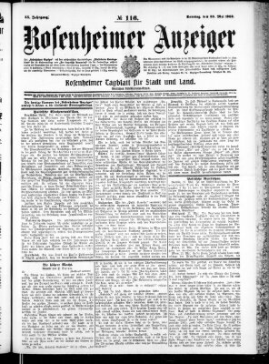 Rosenheimer Anzeiger Sonntag 23. Mai 1909