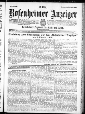 Rosenheimer Anzeiger Sonntag 20. Juni 1909