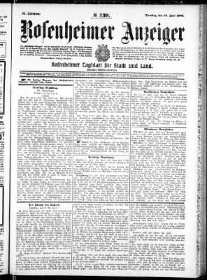 Rosenheimer Anzeiger Dienstag 22. Juni 1909