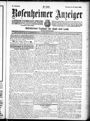 Rosenheimer Anzeiger Sonntag 27. Juni 1909