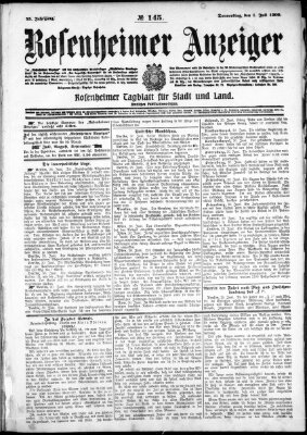 Rosenheimer Anzeiger Donnerstag 1. Juli 1909