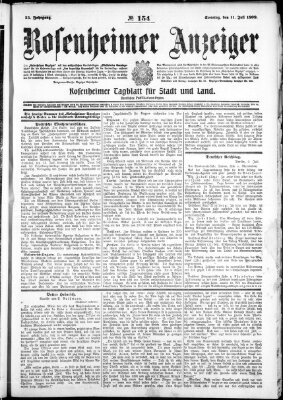 Rosenheimer Anzeiger Sonntag 11. Juli 1909