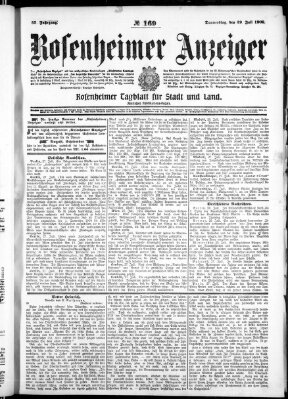 Rosenheimer Anzeiger Donnerstag 29. Juli 1909