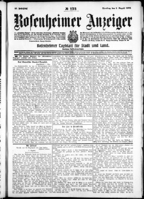 Rosenheimer Anzeiger Dienstag 3. August 1909