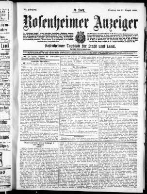 Rosenheimer Anzeiger Dienstag 17. August 1909