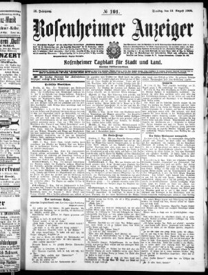 Rosenheimer Anzeiger Dienstag 24. August 1909