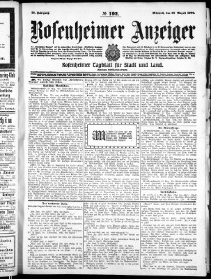 Rosenheimer Anzeiger Mittwoch 25. August 1909