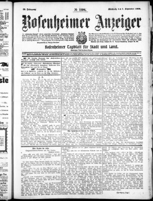 Rosenheimer Anzeiger Mittwoch 1. September 1909