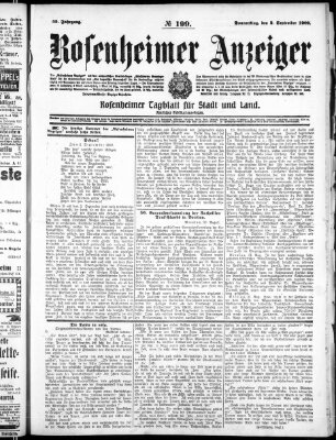 Rosenheimer Anzeiger Donnerstag 2. September 1909